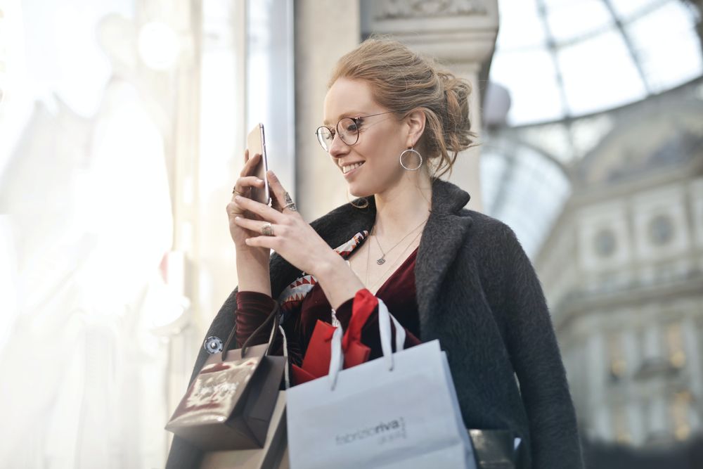 woman with paper bags